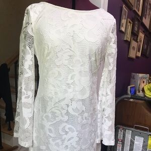 Boston Proper white lace summer cocktail dress